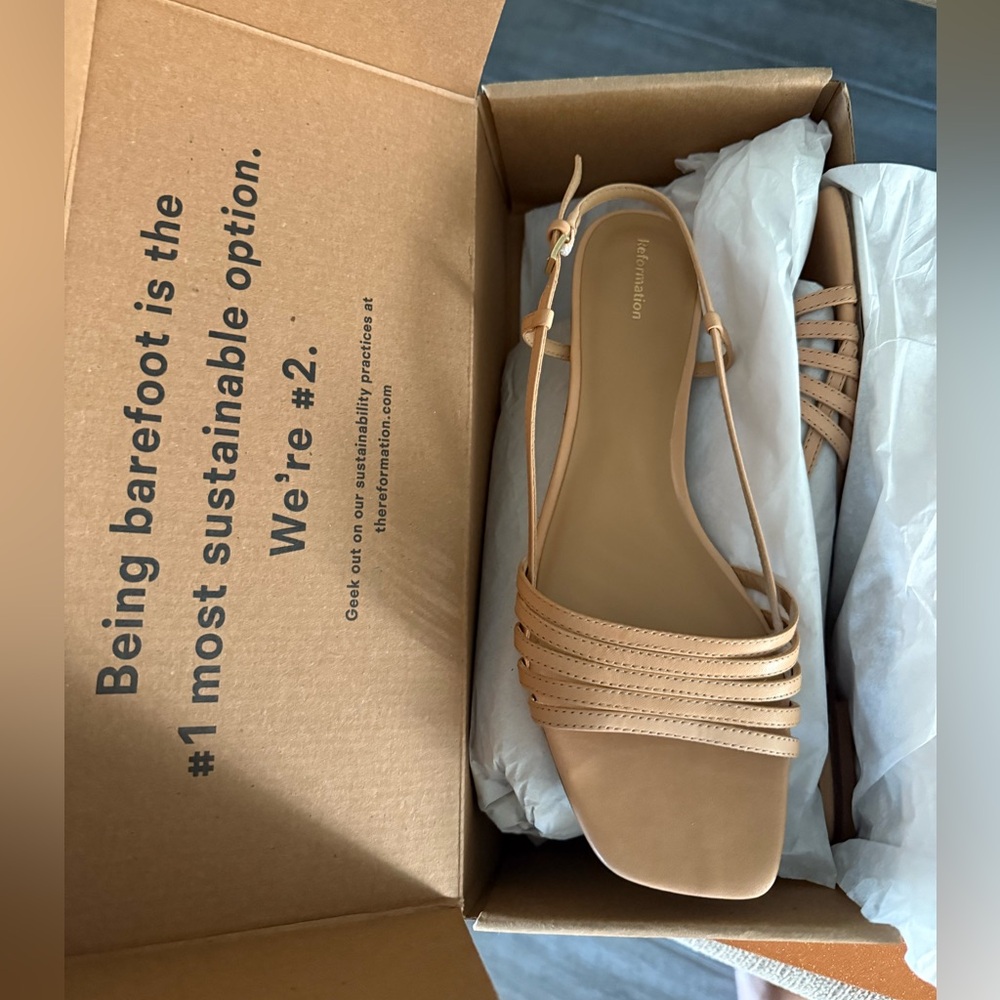 Reformation Beige Strappy Sandals